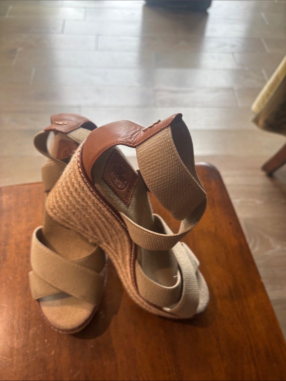 Tory Burch Beige Crisscross Espadrille Wedge Sandals - Women - Picture 2 of 10
